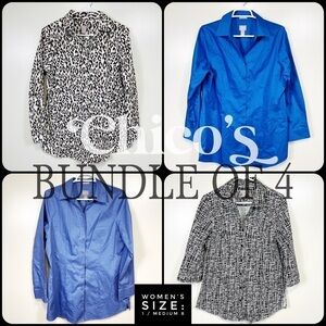 CHICO’S Button Down Long Sleeve Shirt - BUNDLE OF 4 - Size: 1 / MEDIUM 8